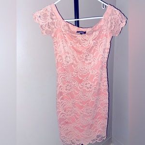 PINK Lace Off Shoulder Dress